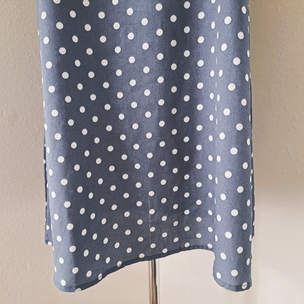 Women's Tunic Dress Polka Dots Blue/White Color Only Measurements - Picture 2 of 9